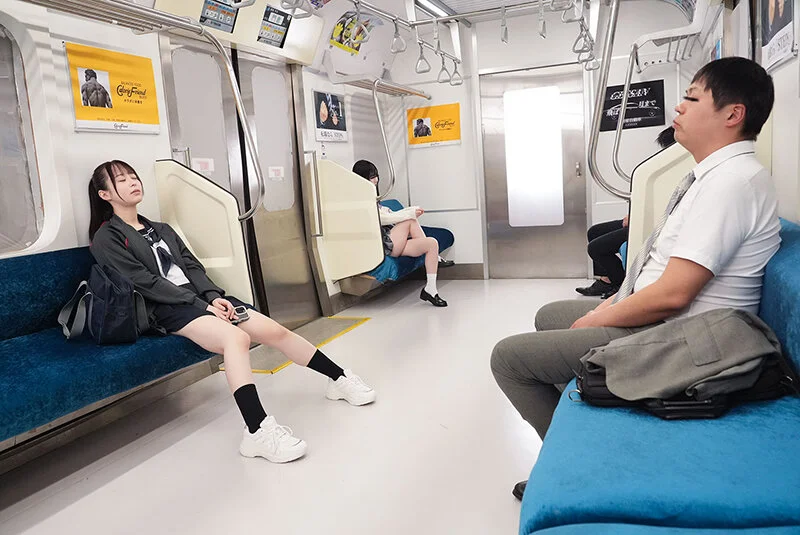 制服JKが電車に乗っている